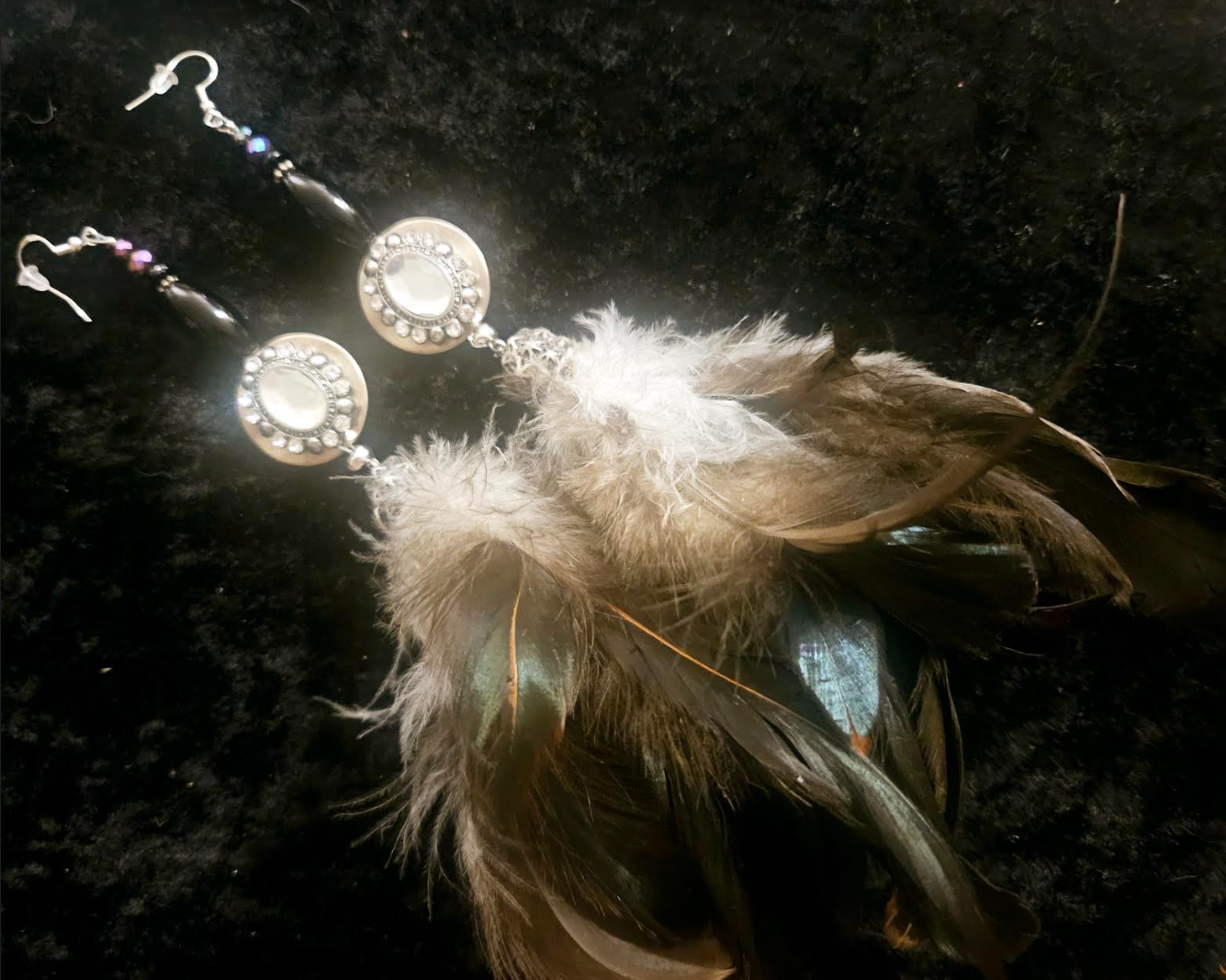 Exotic and Wild Earth Tone Feather Duster Pierced Statement Earrings w