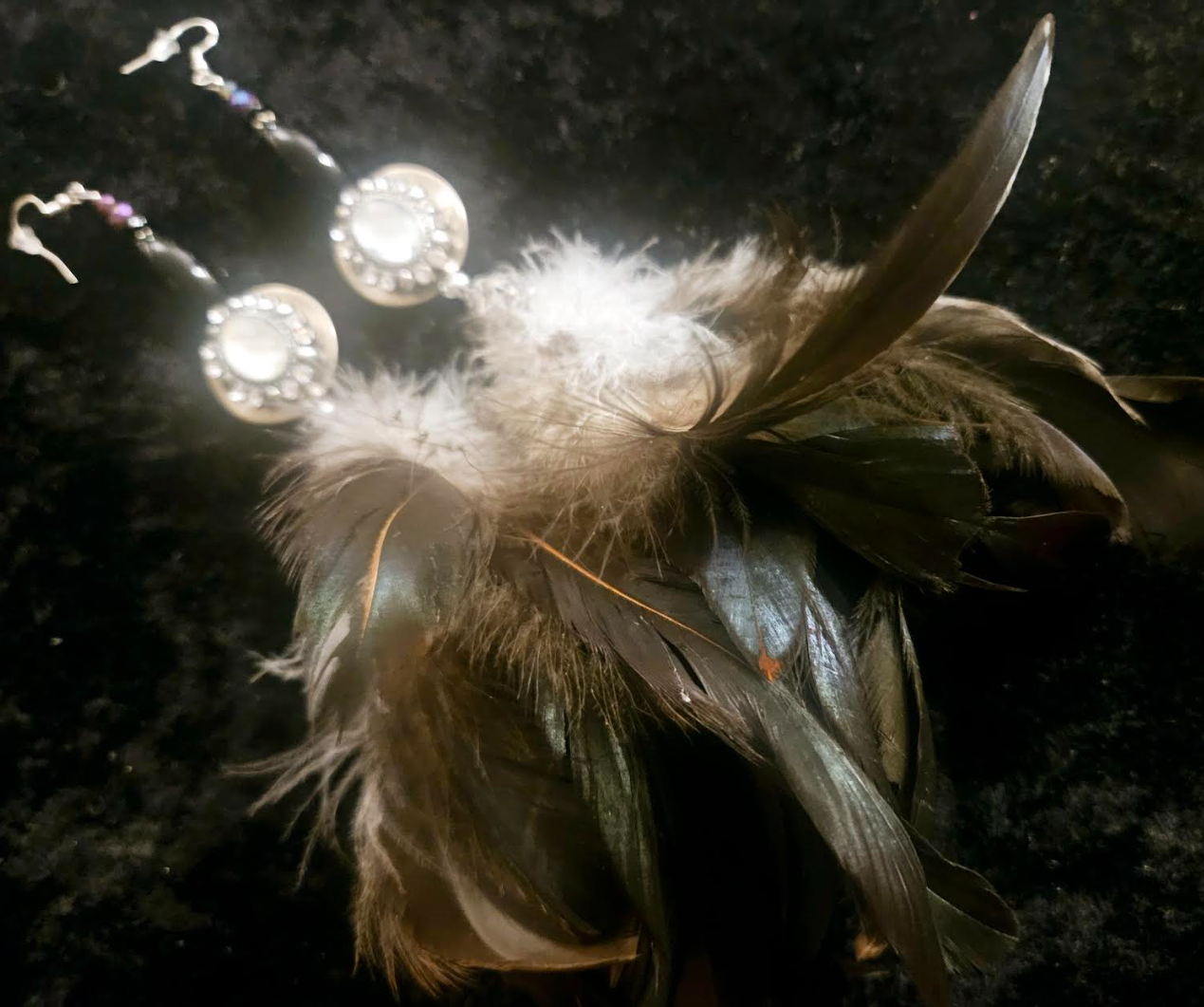 Exotic and Wild Earth Tone Feather Duster Pierced Statement Earrings w