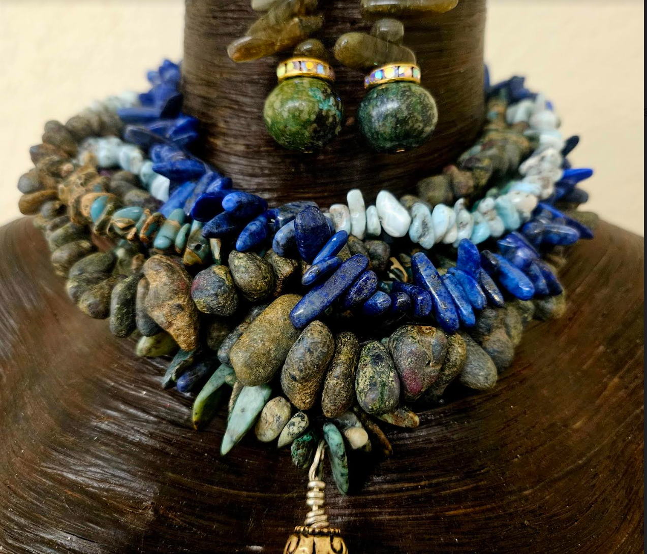 Enamel & Rhinestone Dragon Sari Silk and Gemstone Chest Piece Hom
