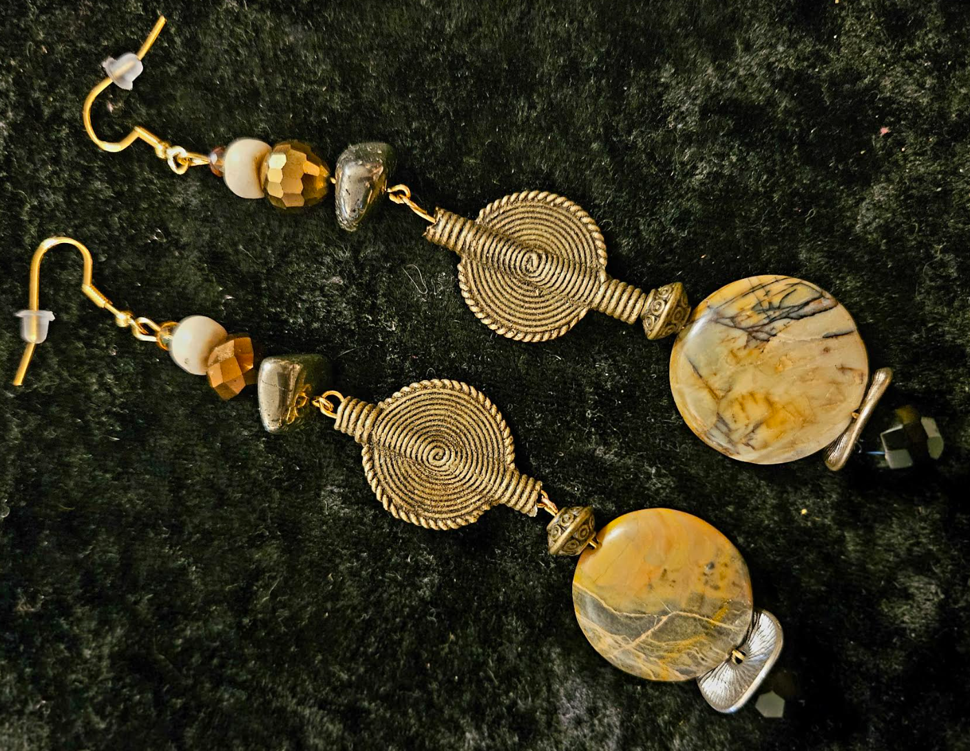Earth Tone African Inspired Shoulder Duster Pierced Statement Earrings