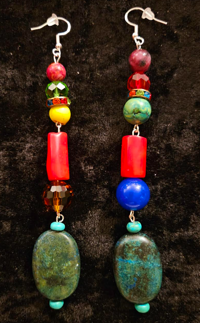 Bold Chunky & Colorful Beaded Shoulder Duster Pierced Statement Earrin