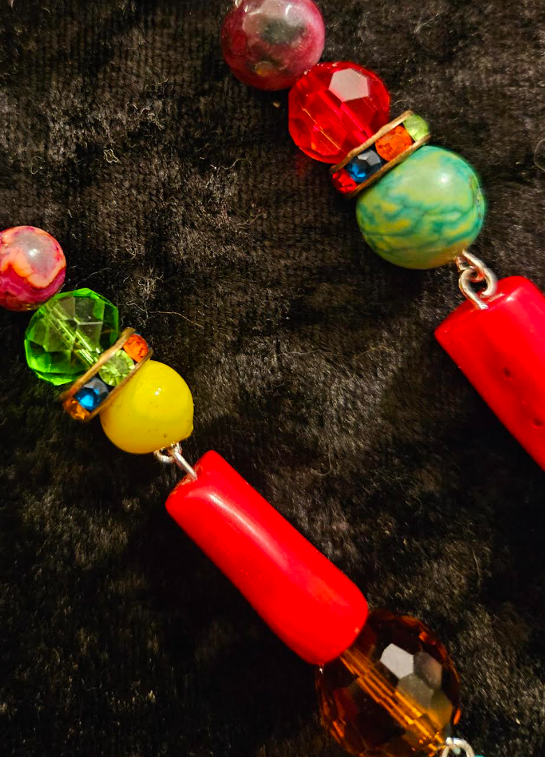 Bold Chunky & Colorful Beaded Shoulder Duster Pierced Statement Earrin