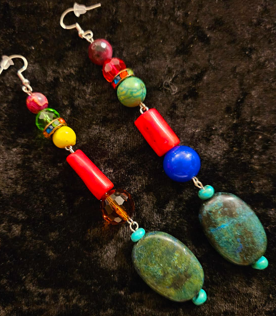 Bold Chunky & Colorful Beaded Shoulder Duster Pierced Statement Earrin