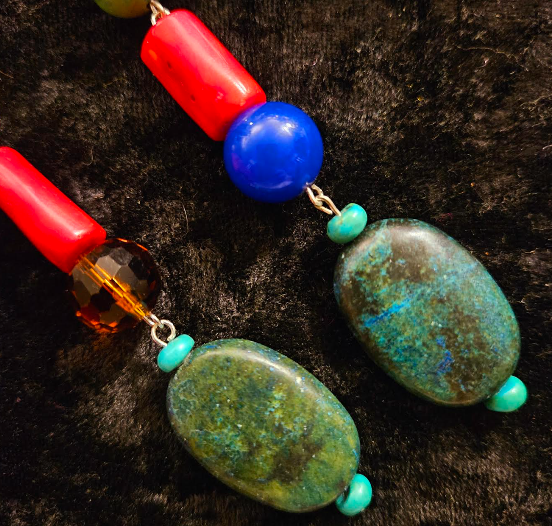 Bold Chunky & Colorful Beaded Shoulder Duster Pierced Statement Earrin
