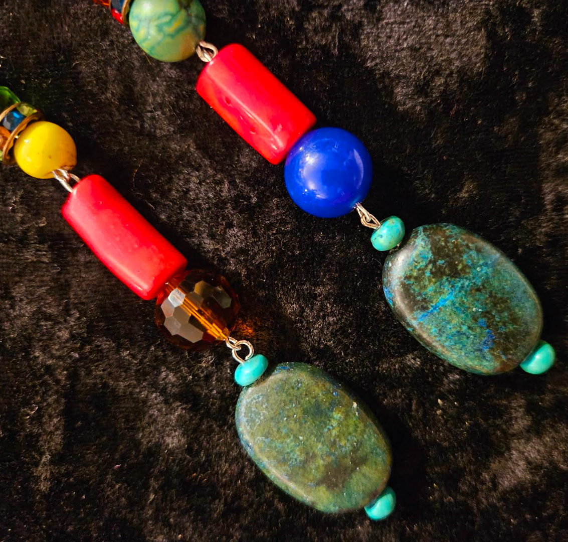 Bold Chunky & Colorful Beaded Shoulder Duster Pierced Statement Earrin