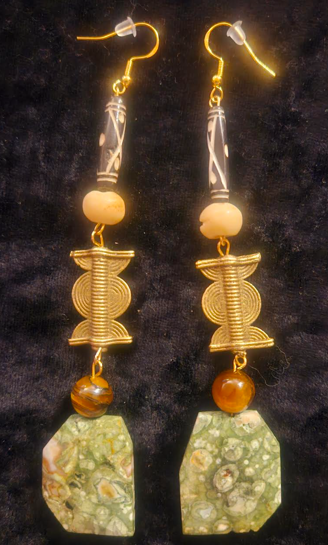 Rhyolite Jasper & Mixed Media Ethnic Shoulder Dusters Earthy Rhyo