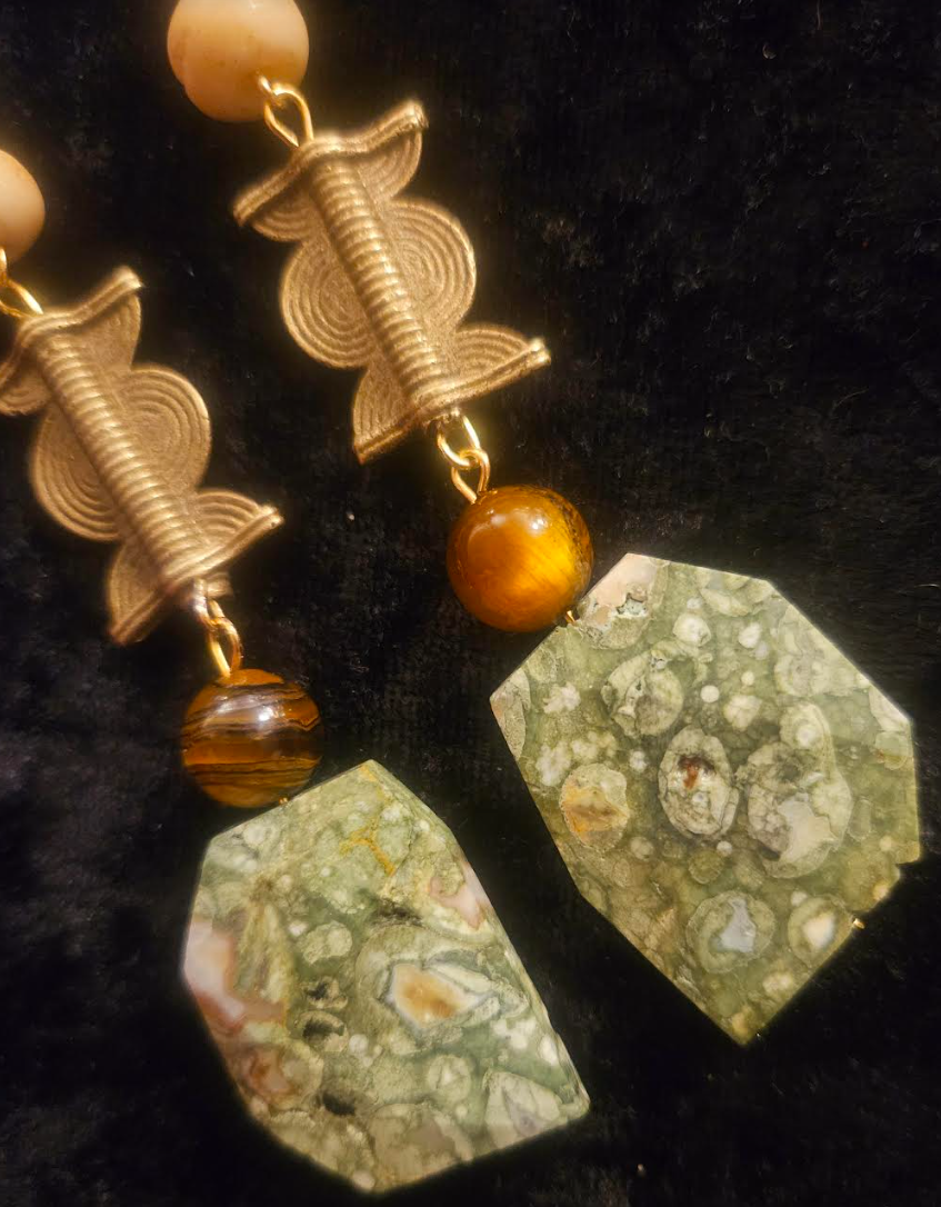 Rhyolite Jasper & Mixed Media Ethnic Shoulder Dusters Earthy Rhyo
