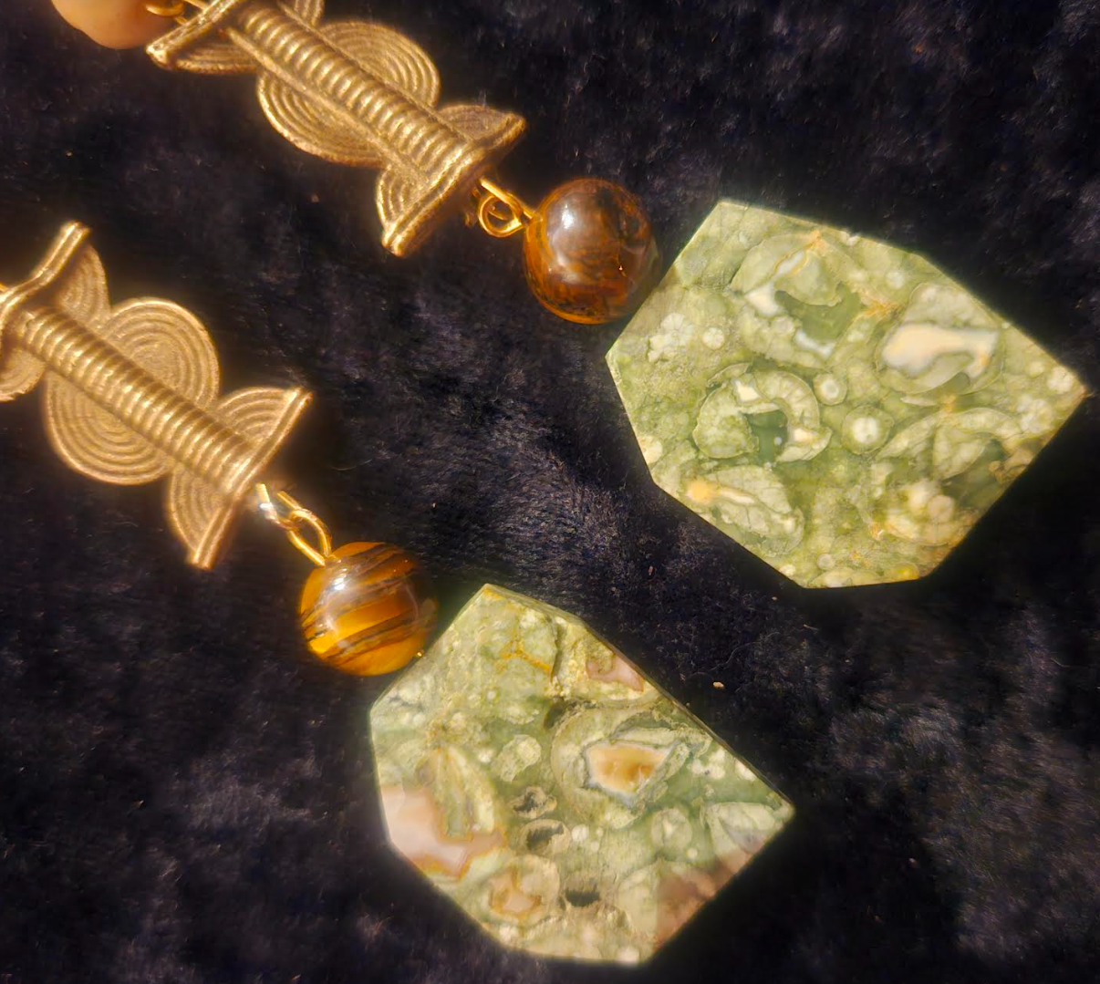 Rhyolite Jasper & Mixed Media Ethnic Shoulder Dusters Earthy Rhyo