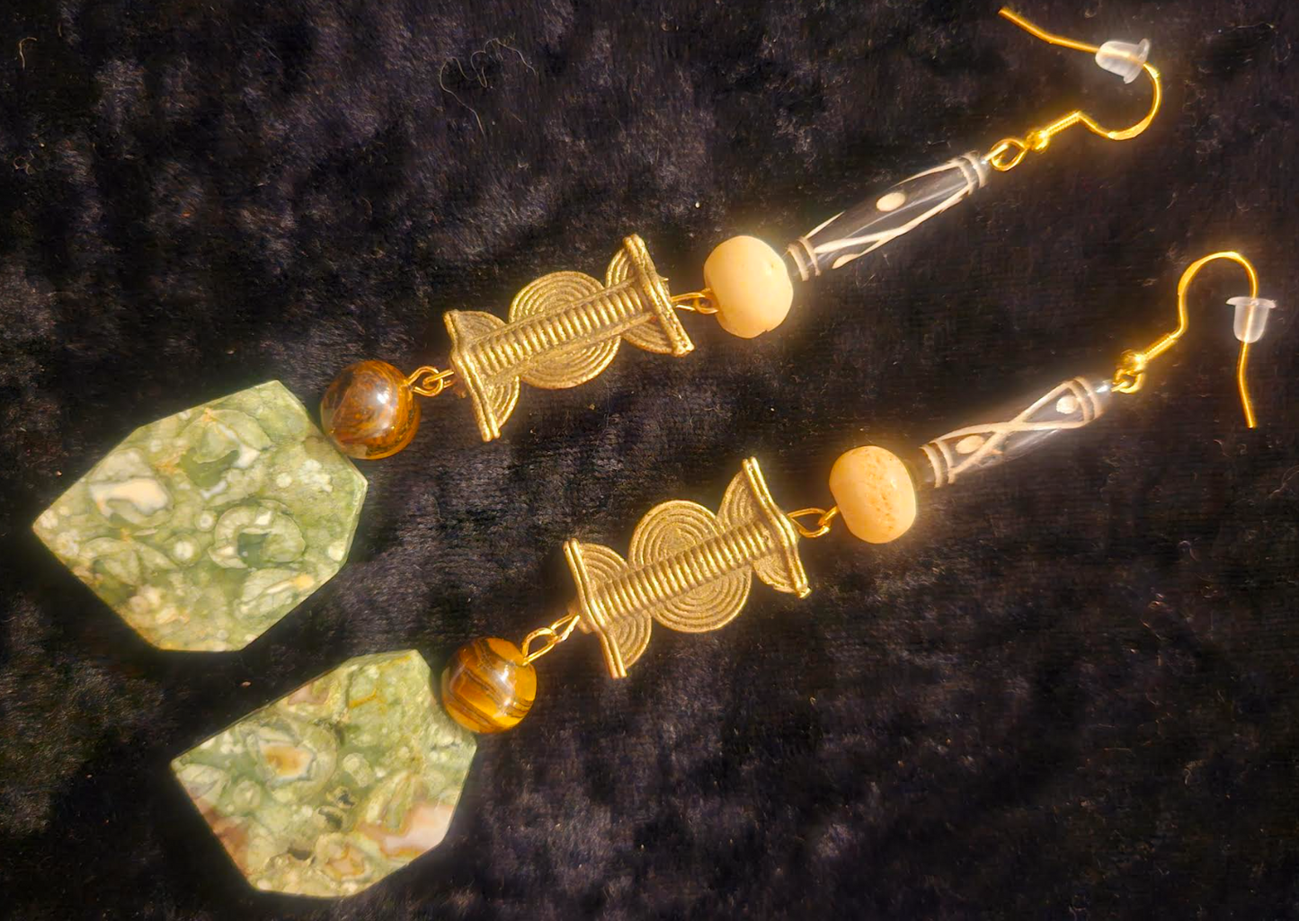 Rhyolite Jasper & Mixed Media Ethnic Shoulder Dusters Earthy Rhyo