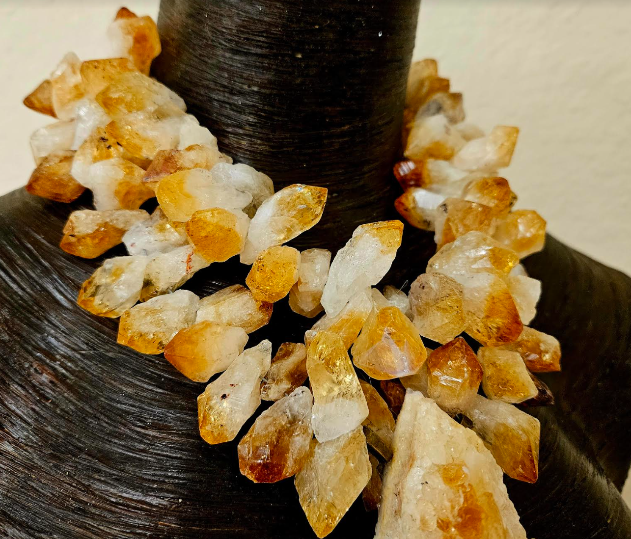 Rough Citrine Luxury Necklace With Gemstone Pendant - Golden Crystals