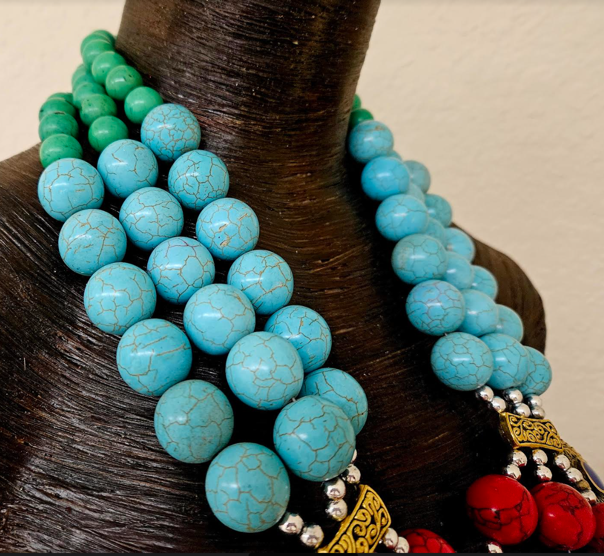 Magnesite Beaded Tribal Statement Chest Piece High End Ethnic Jewels