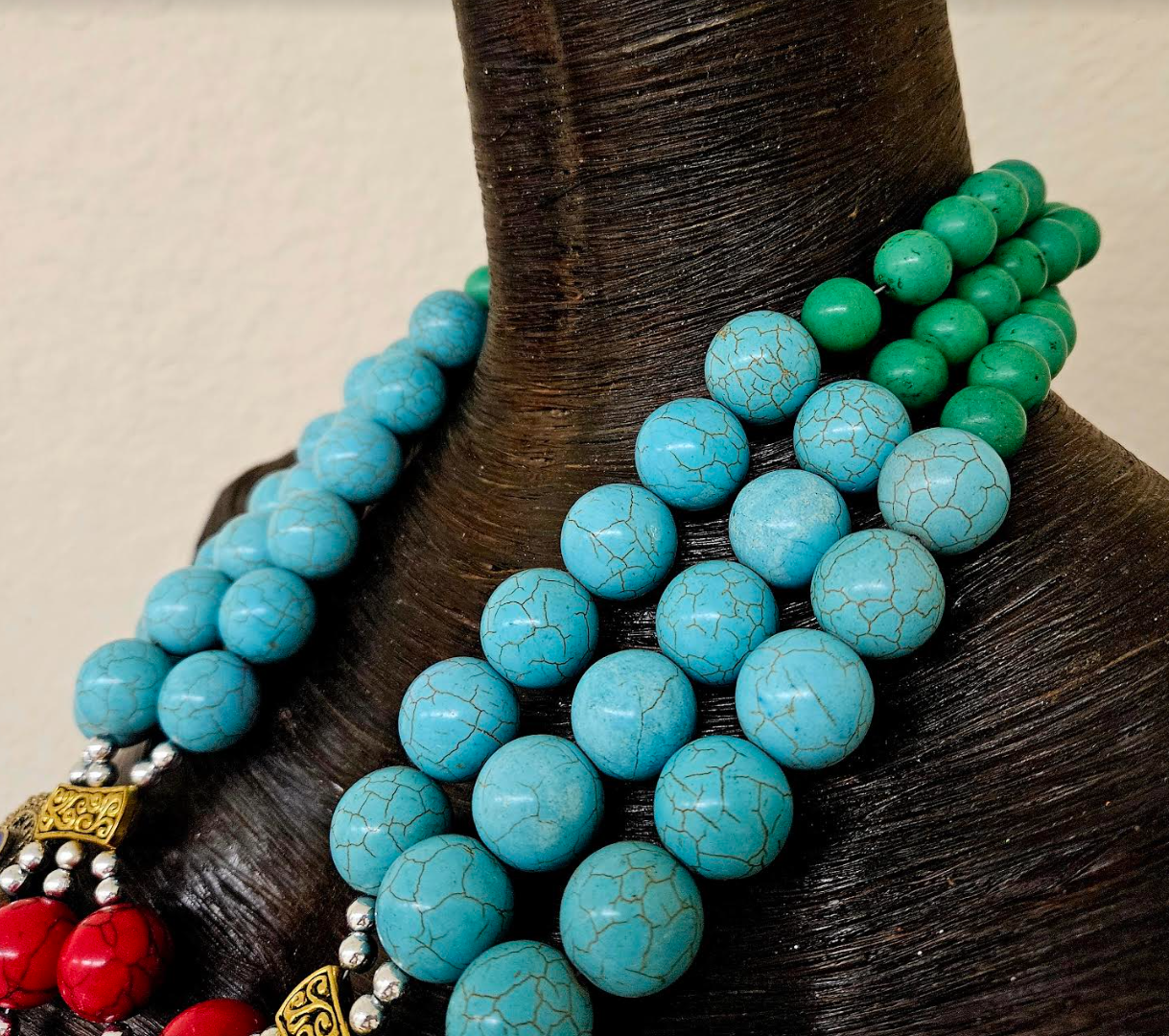 Magnesite Beaded Tribal Statement Chest Piece High End Ethnic Jewels