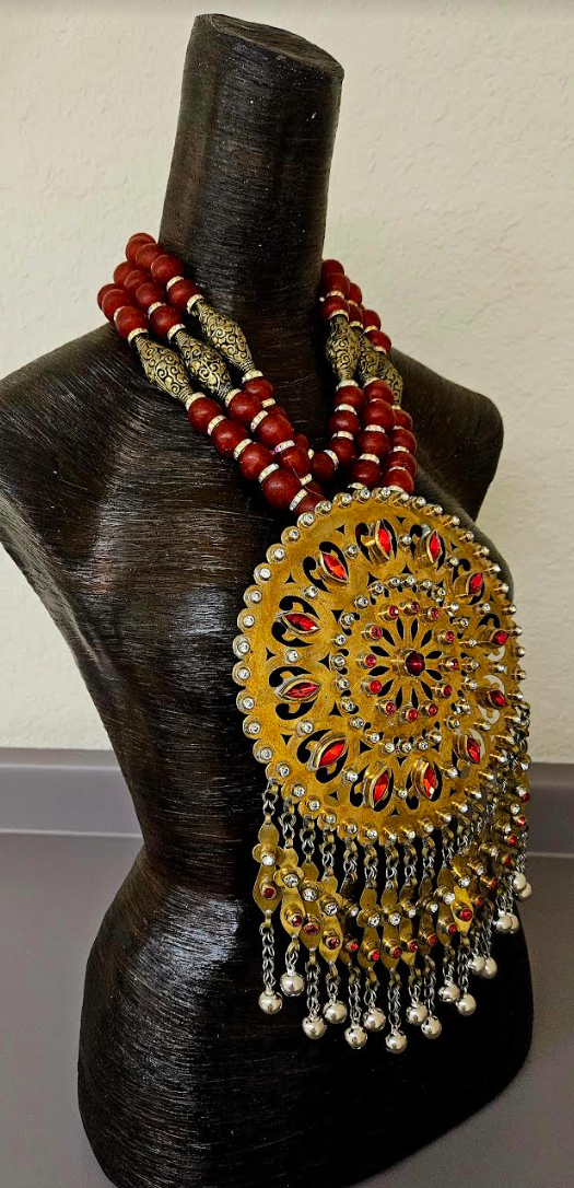 Massive Ethnic Inlaid Brass Breast Plate for Unisex Wearers - Rare