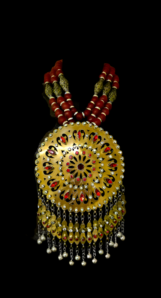 Massive Ethnic Inlaid Brass Breast Plate for Unisex Wearers - Rare
