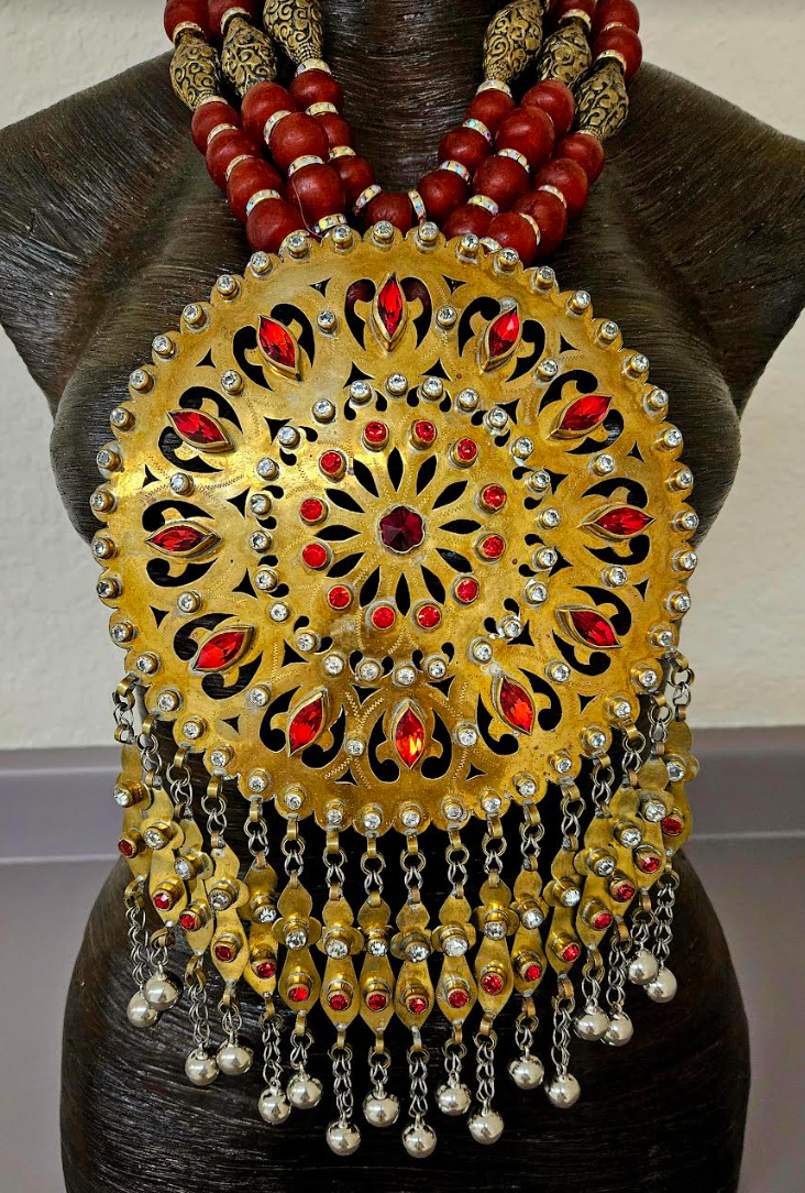 Massive Ethnic Inlaid Brass Breast Plate for Unisex Wearers - Rare