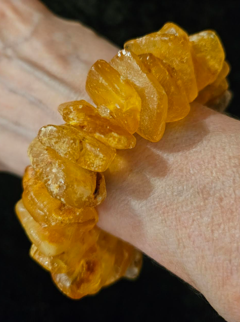 Mexican Amber Copper & Porcelain Stretch Couture Bracelet Bold Chunk