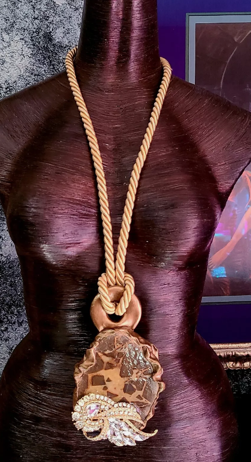 Septarian Slab Rhinestone Earthy Pendant - Avant Garde