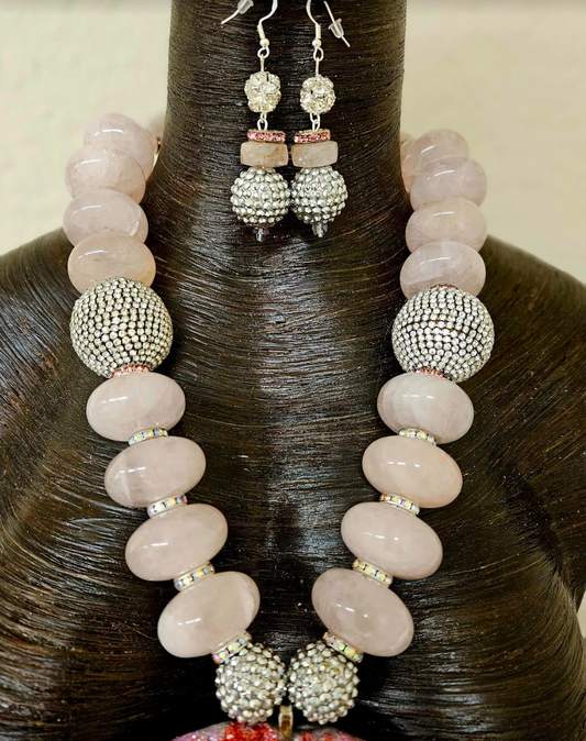 Hot Pink Sculpted Agate Totem Chest Piece Bold & Chunky Rose Quar