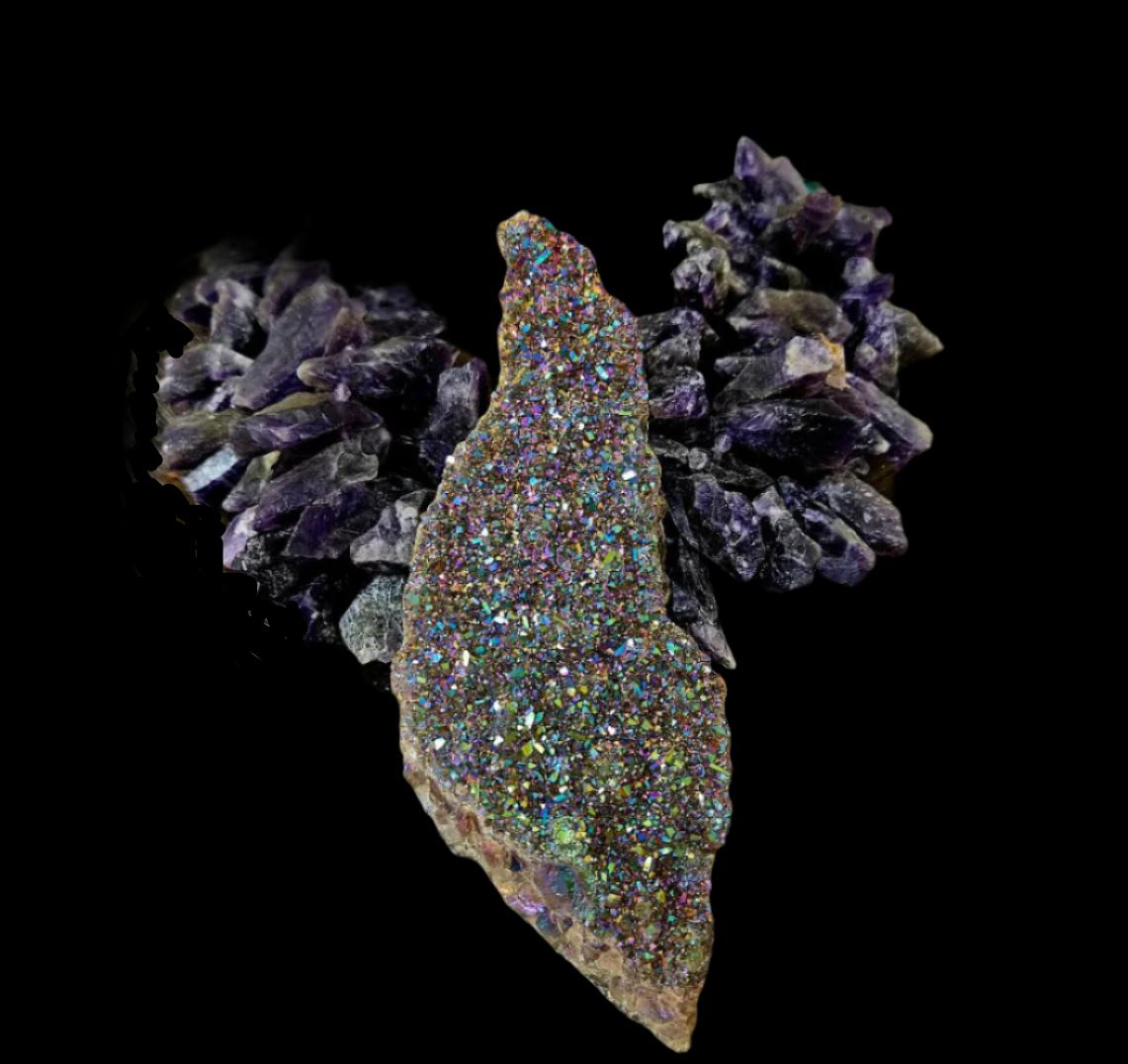 Rough Amethyst Luxury Necklace & Titanium Aura Gemstone Pendant