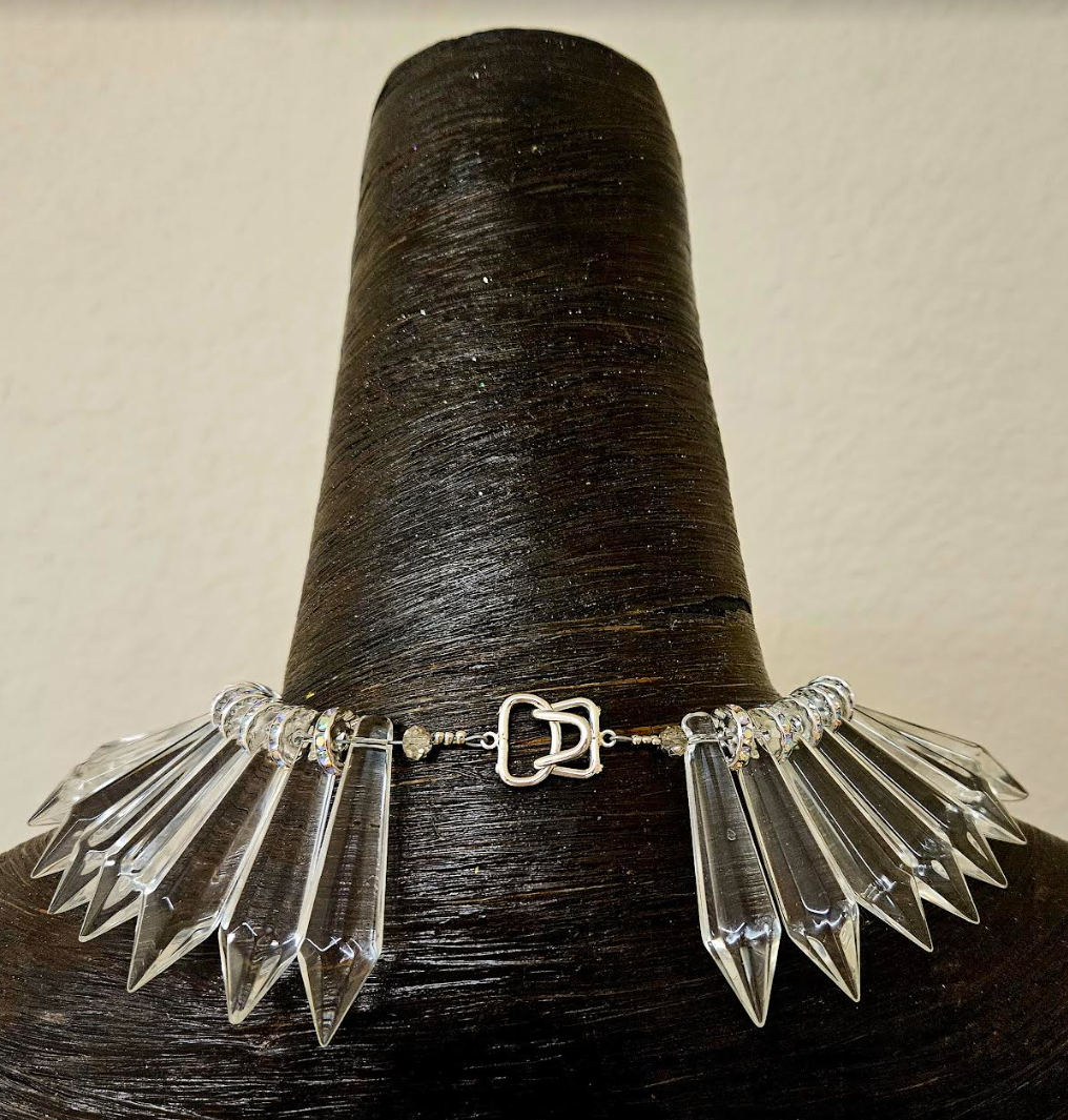 Rhinestone Dragon and Clear Crystal Statement Luxury Necklace Avant