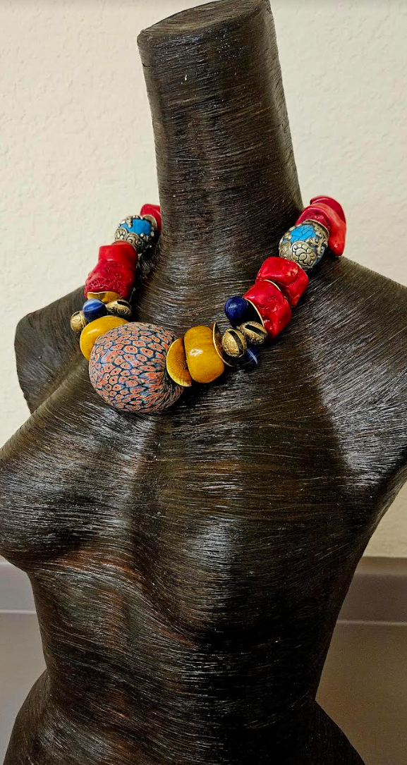 Ancient Beaded Tribal Choker - Bold Chunky & Heavy Ethnic Necklace