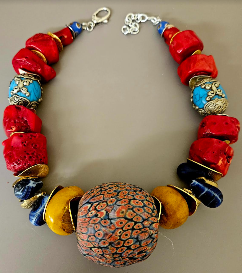 Ancient Beaded Tribal Choker - Bold Chunky & Heavy Ethnic Necklace