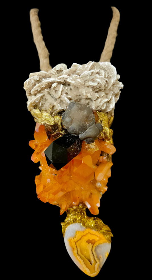 Men's Mixed Gemstone Sculpted Pendant - Hip Hop Power Amulet