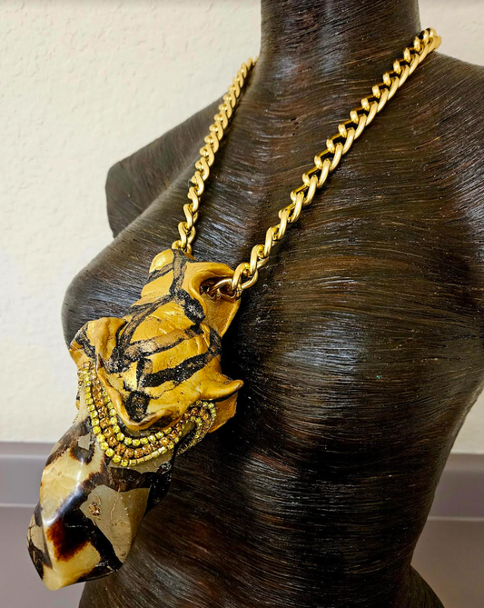 Septarian Flame Sculpted Unisex Talisman Big & Tall Men's Dragons