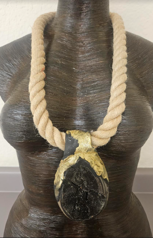 Septarian Geode Pendant - Mens Bold Statement Amulet