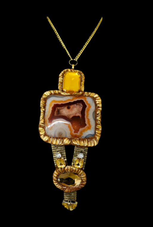 Druzy Agate & Crystal Chest Piece - 1920's Flapper Gatsby Inspiration