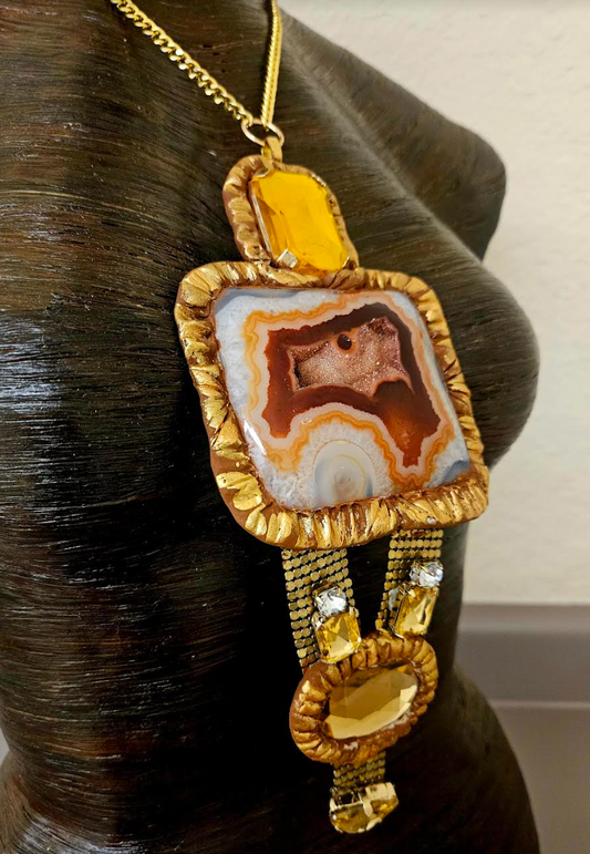Druzy Agate & Crystal Chest Piece - 1920's Flapper Gatsby Inspiration