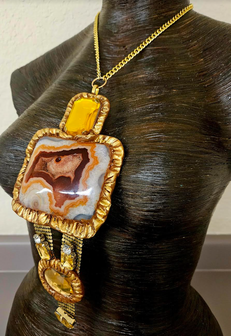Druzy Agate & Crystal Chest Piece - 1920's Flapper Gatsby Inspiration