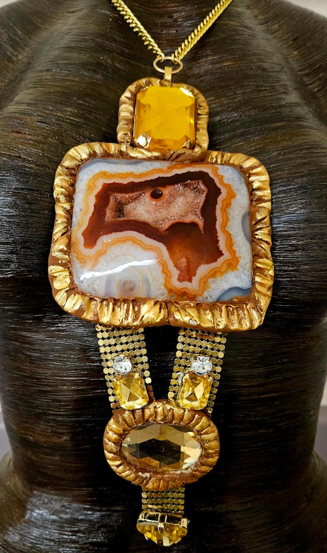 Druzy Agate & Crystal Chest Piece - 1920's Flapper Gatsby Inspiration