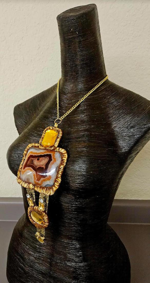 Druzy Agate & Crystal Chest Piece - 1920's Flapper Gatsby Inspiration
