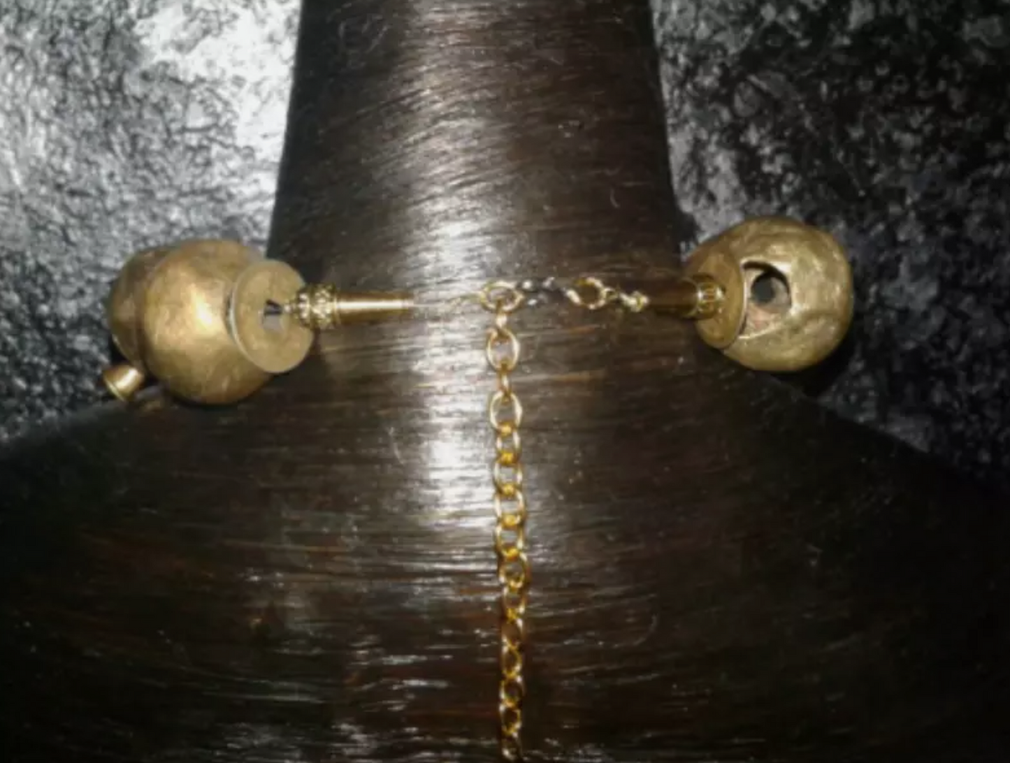 African Yoruba Brass & Charm Bold Tribal Statement Necklace - Chunky