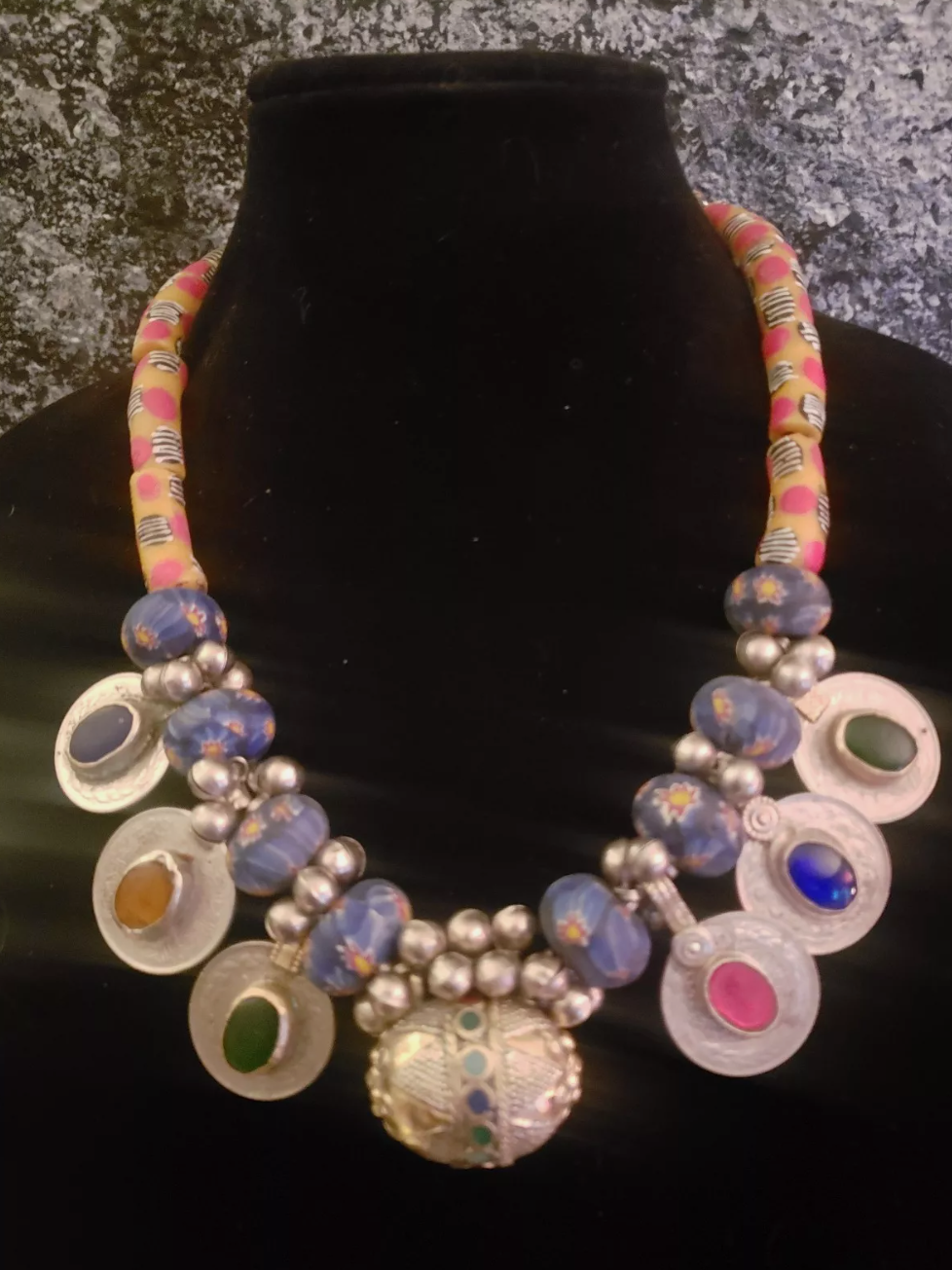 Exotic Beaded Tribal Luxury Necklace for Petite Women Belly Dancer E
