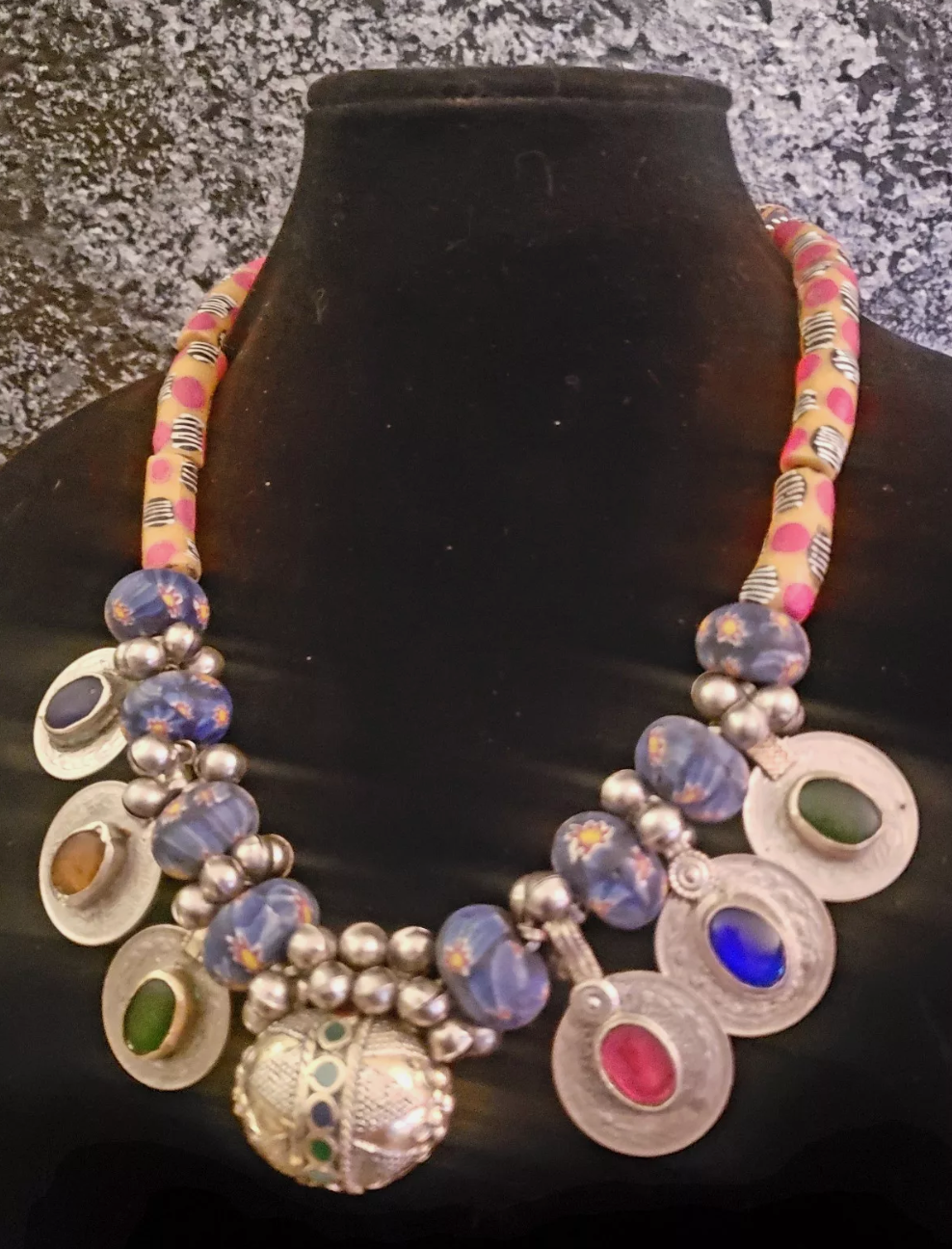 Exotic Beaded Tribal Luxury Necklace for Petite Women Belly Dancer E
