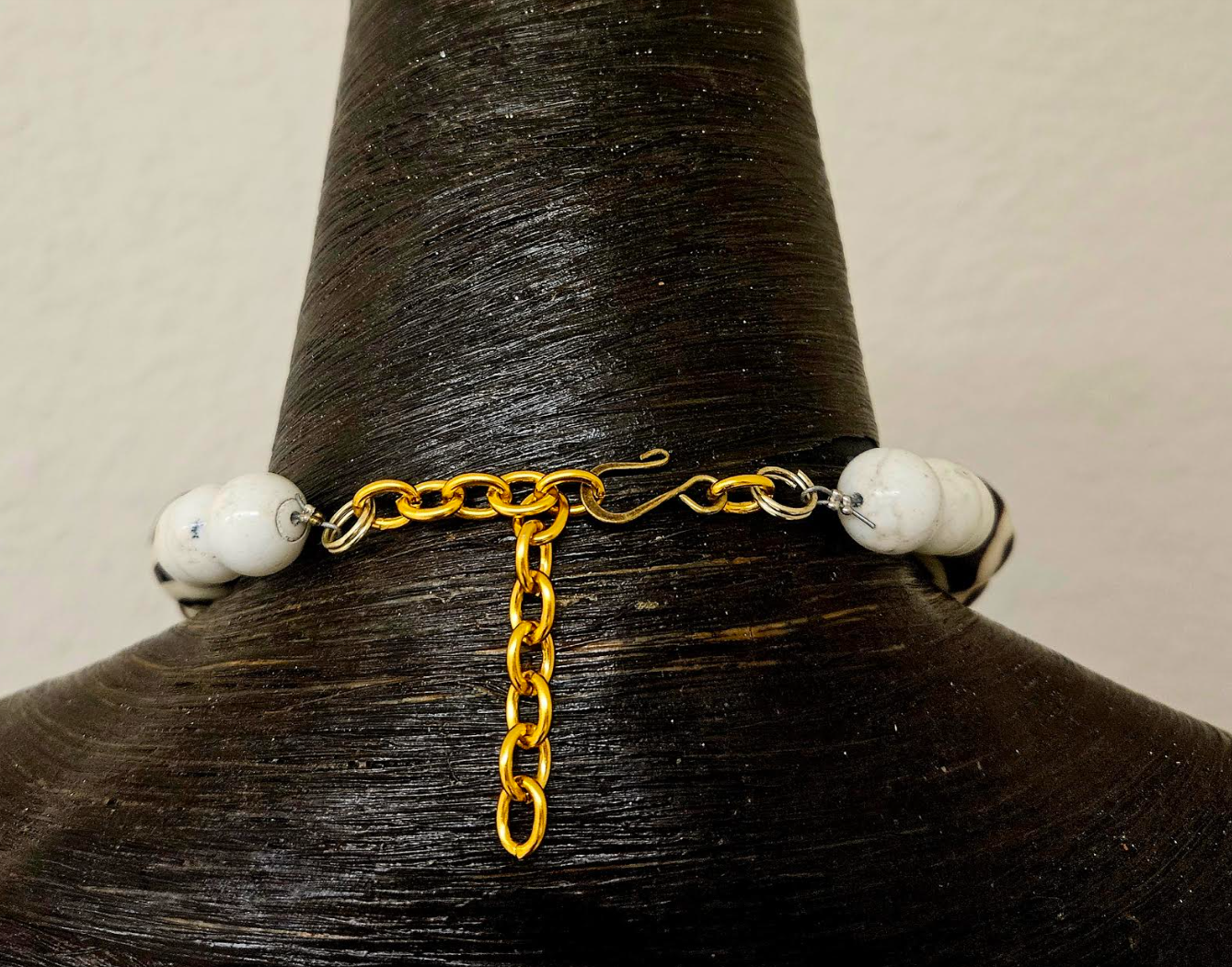 Exotic and Wild Unisex Sculpted Antler Bone and Brass Tribal Luxury Ne