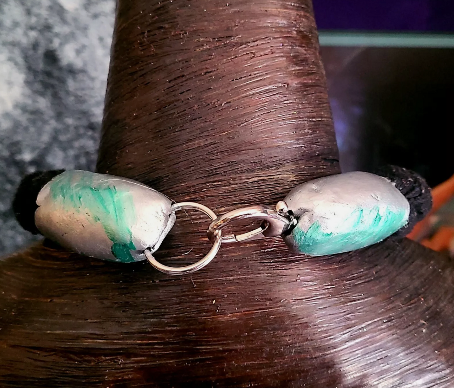 Rough Black Amethyst Stalagtite Sculpted Gemstone Pendant - Black Rope