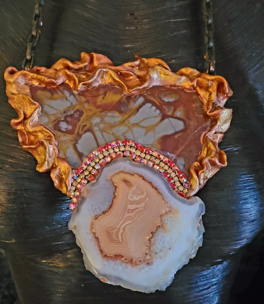 Rustic Norena Jasper Slab Sculpted Pendant - Unisex Fashion