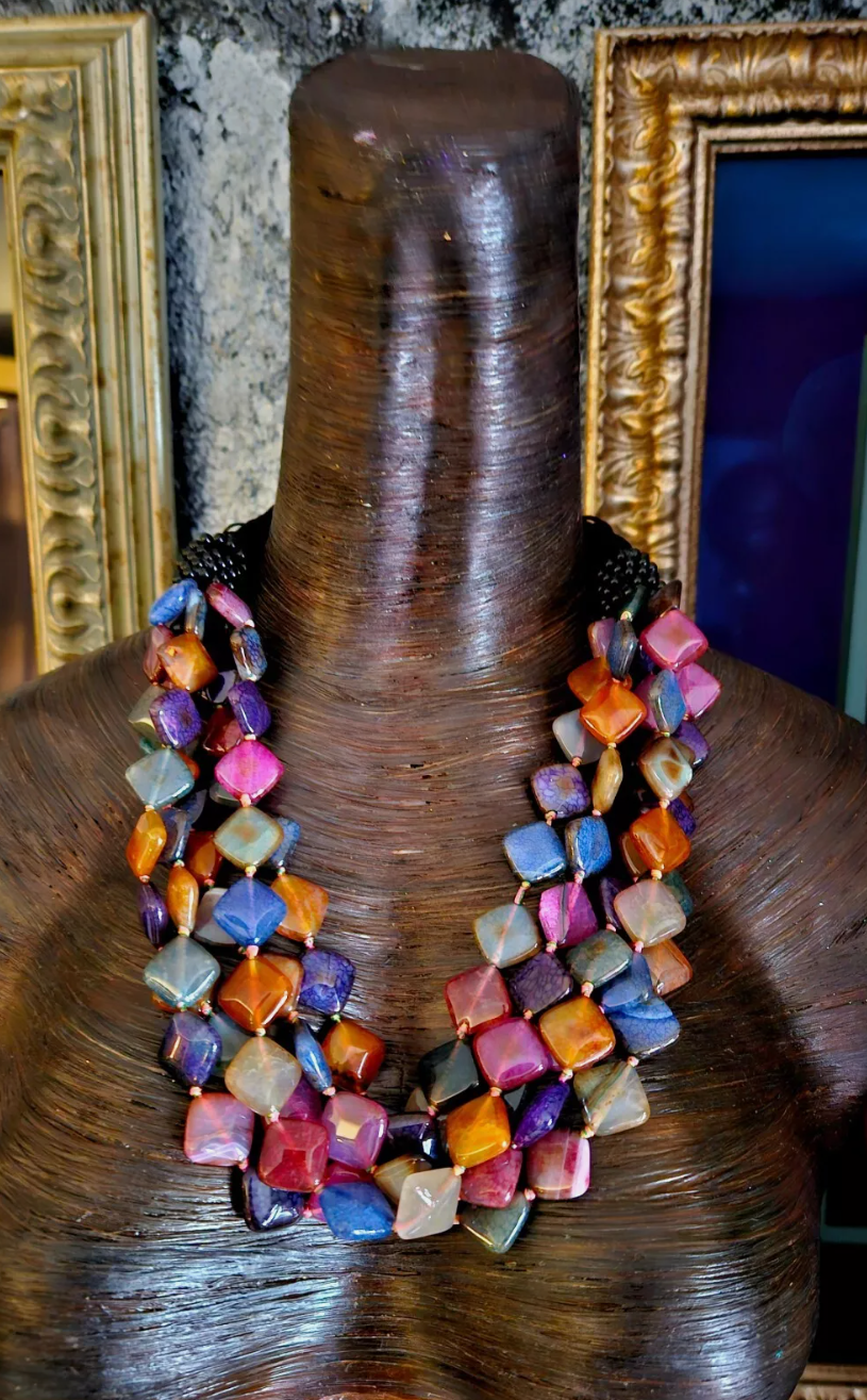 Multi Strand Agate Statement Bib Professional or Business Venue C