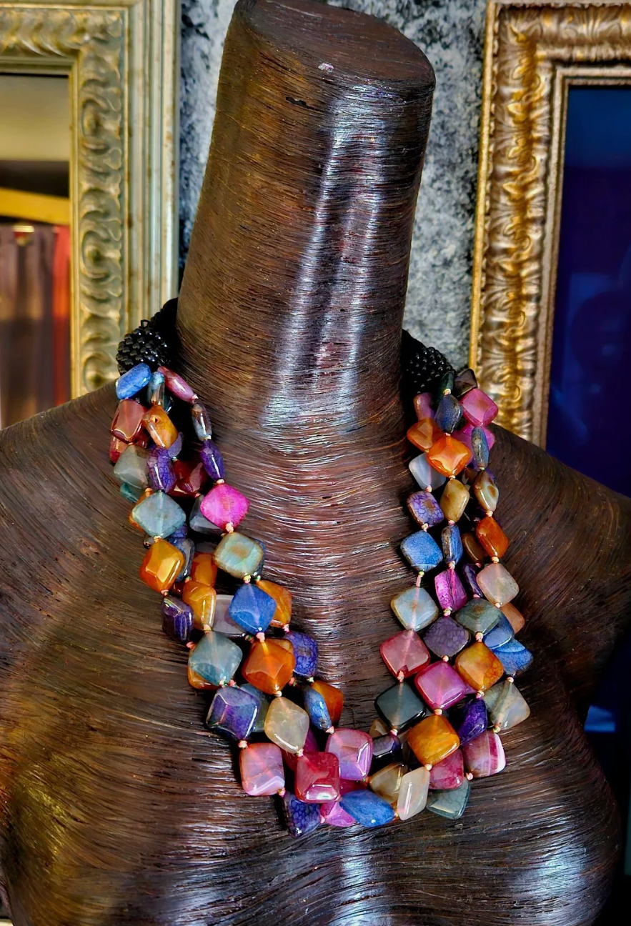 Multi Strand Agate Statement Bib Professional or Business Venue C