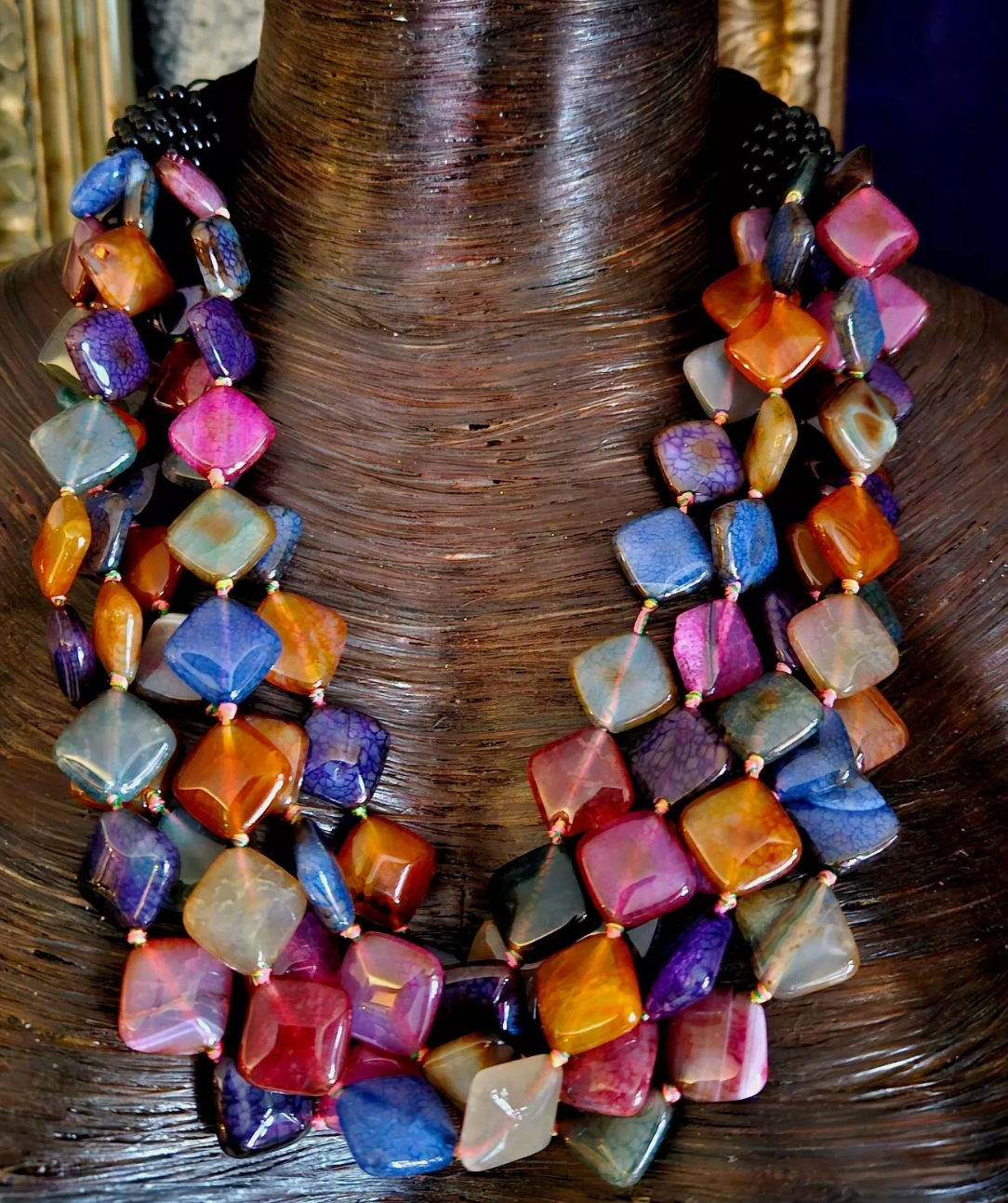 Multi Strand Agate Statement Bib Professional or Business Venue C
