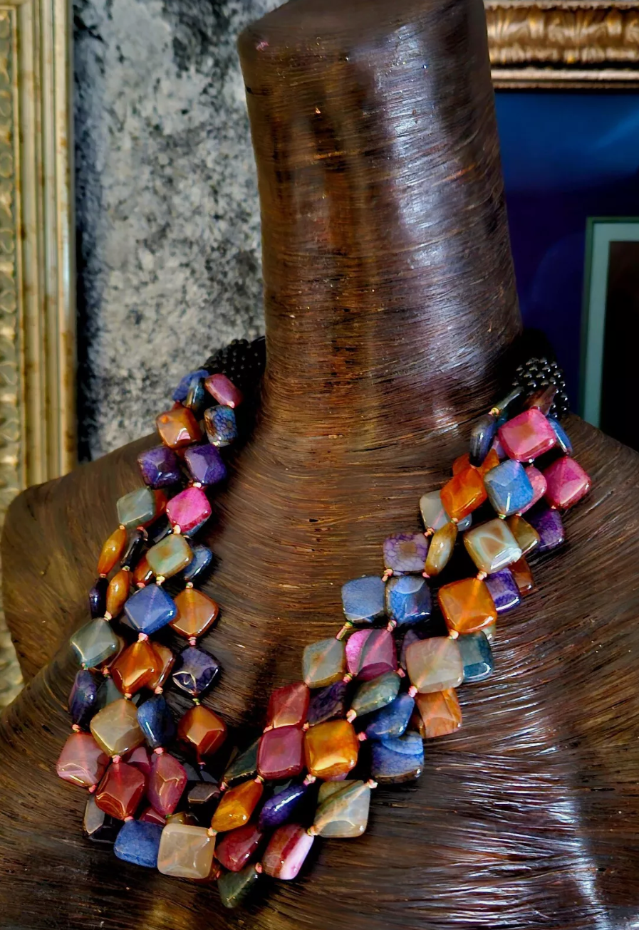 Multi Strand Agate Statement Bib Professional or Business Venue C