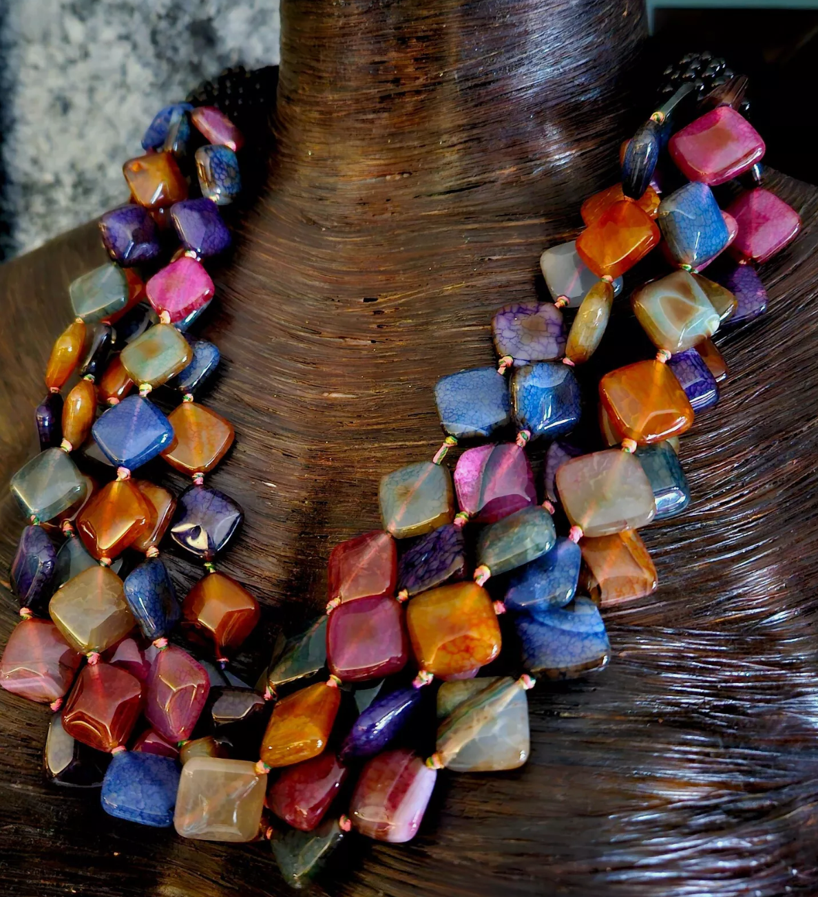 Multi Strand Agate Statement Bib Professional or Business Venue C