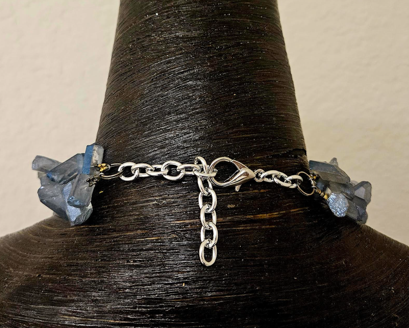 Purple & Blue Druzy Agate Rhinestone Chest Piece With Branch Quartz