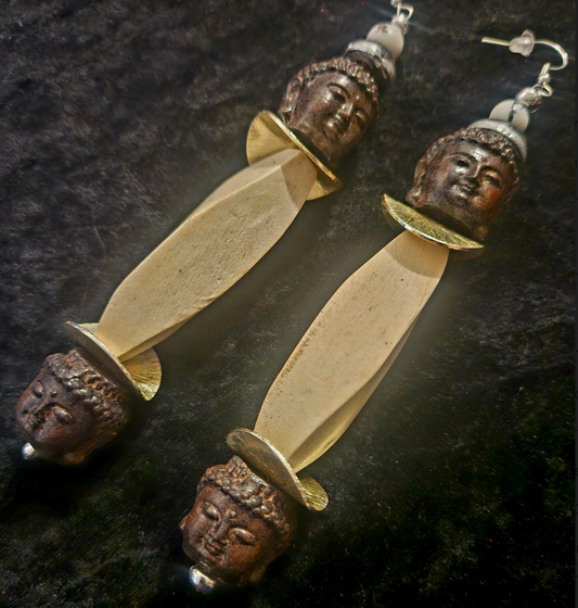 Agarwood Buddha Oversized Lightweight Beaded Shoulder Duster Earrin