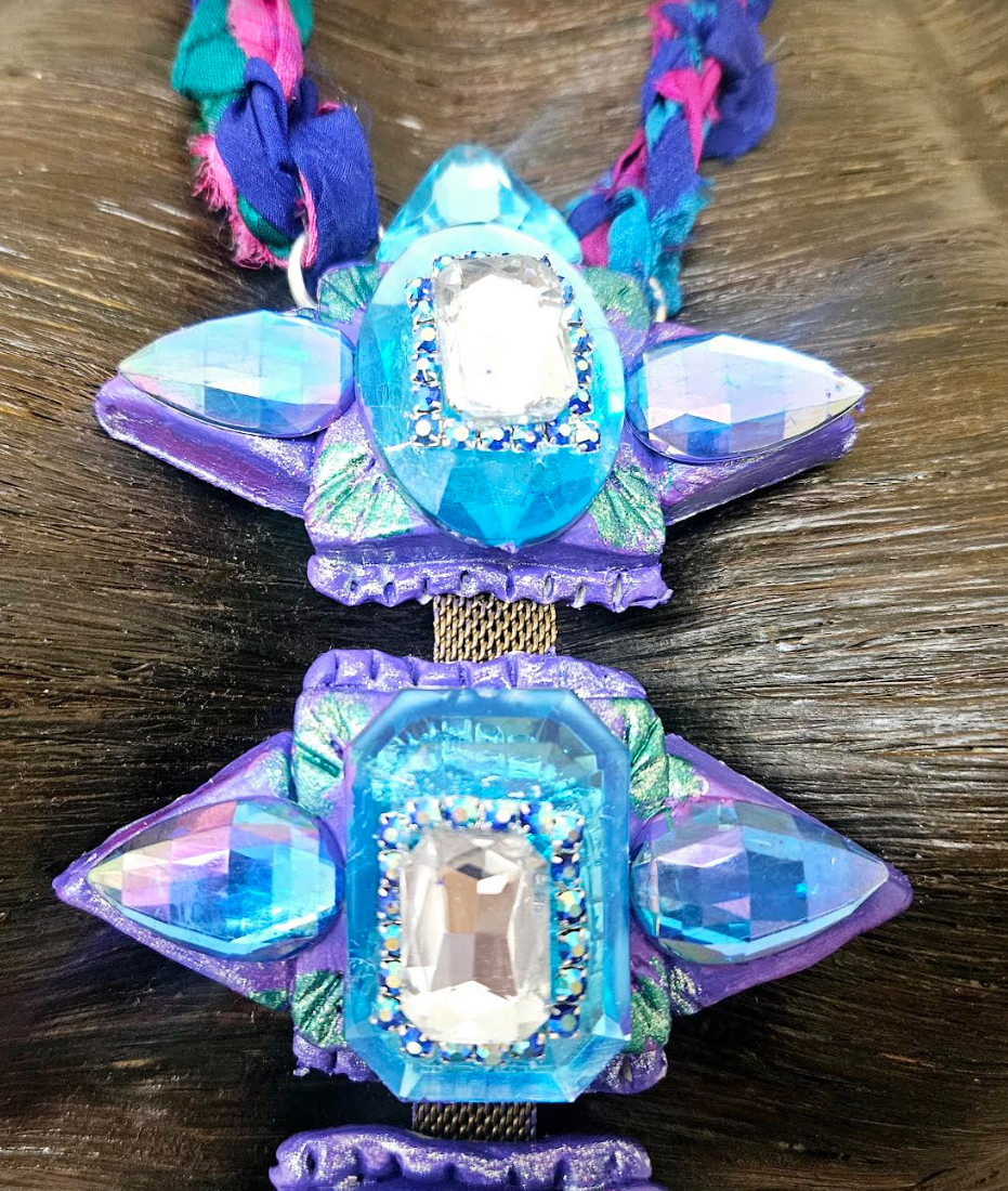 Sculpted Art Deco Crystal Totem Chest Piece - Modern Flapper