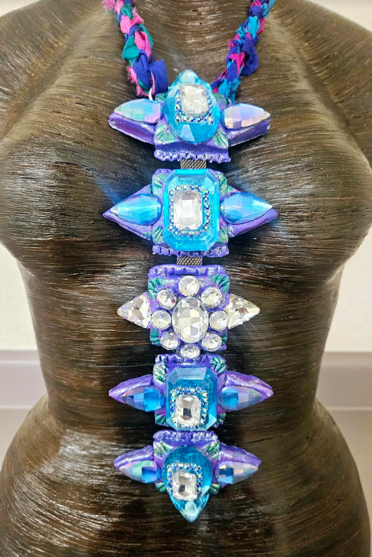 Sculpted Art Deco Crystal Totem Chest Piece - Modern Flapper