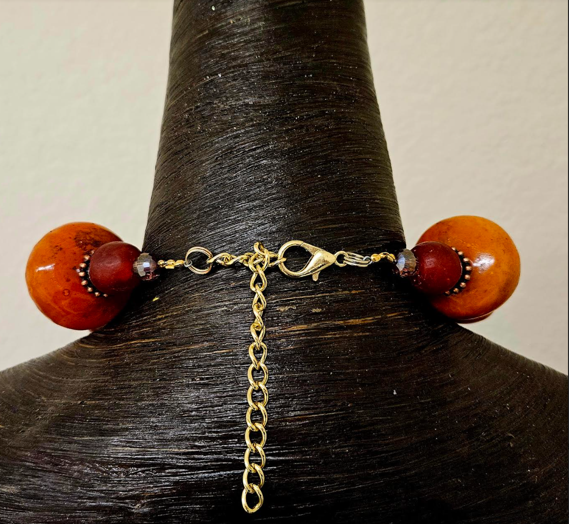 Oversized Moroccan Resin Beaded Tribal Luxury Necklace - Mucha Pendant